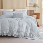 Queen's Blue Farmhouse Ruffled King Size Comforter Set,lightweight. Fixed Price $133.99.