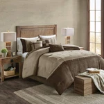 Deluxe Boone Cozy Faux Suede Comforter Set, Rustic Brown, California King 7PC. Fixed Price $168.99.