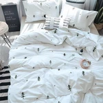 Kids Cotton Duvet Cover Set, Soft Grey/white Forest Print, Zipper Closure. Fixed Price $99.99.