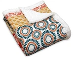 Lush Decor Bohemian Stripe Sherpa Throw Blanket, 50" X 60" Turquoise & Orange. Fixed Price $26.79.