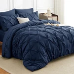 Himeet Pintuck Bed Bag, 7 Pieces Size Comforter Set King, Navy Blue. Fixed Price $98.90.