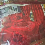 Lili Anna Collection Red Floral Comforter Set Curtains Pillow Shams Bedspread. Fixed Price $190.00.