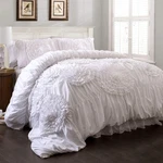 Lush Cor Serena 3 Piece Ruched Flower Comforter Set - White Full/queen. Fixed Price $240.99.