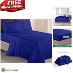 Luxurious 1500 Thread Count Microfiber King Bed Sheet Set Royal Blue Elegance. Fixed Price $34.99.