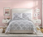 Jessica Simpson Comforter Set Queen Ashby + 2 Pillow Cases Grey Floral 96 X90. Fixed Price $29.00.