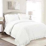 3 Piece Cotton Duvet Set Lush Decor Reyna White Sz. Full/queen. Fixed Price $94.99.