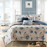 Madison Park Quilt Set Cottage Coastal Design, Starfish Print - All Season, C.... Fixed Price $106.27.