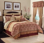 Croscill Renaissance King Comforter Set 9 Pc Shams Drapes Valance Gold Red New. Fixed Price $314.99.