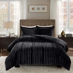 Luxury 3PC Black Faux Fur Comforter And Decorative Pillow Shams Full - Queen. Fixed Price $118.99.