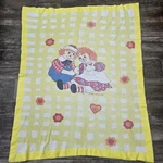 Pacific Raggedy Ann & Andy Yellow Thermal Waffle Weave Blanket Bobbs Merrill. Fixed Price $275.95.