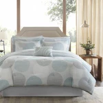 Beautiful Chic Grey Aqua Teal Blue Abtract Dot Geometric Comforter & Sheet Set. Fixed Price $168.32.