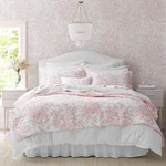 Laura Ashley Bedford Pink King Quilt Set, Reversible Cotton Floral Bedding. Fixed Price $123.99.