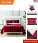 Cozy Ultra-soft Red Buffalo Plaid Bedding Set Reversible Comforter, Full/queen. Fixed Price $87.99.