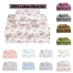 4-PIECE Bed Set 100% Cotton Flat Fitted Queen Deep Pocket. Fixed Price $36.00.