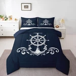 Erosebridal Nautical Anchor Bedding Set, Ocean Sailboat Navy Blue Down Comforter. Fixed Price $78.03.