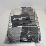 Eddie Bauer Comforter Set Reversible Normandy Plaid Gray Brown Full / Queen. Fixed Price $40.42.