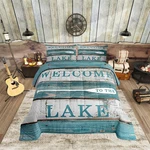 Rustic Lake Comforter Set, Queen Size 3PCS, Blue Grey Farmhouse Bedding. Fixed Price $116.99.