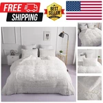 Faux Fur Plush White Comforter Sets King - Ultra Soft Shaggy Flannel Velvet F.... Fixed Price $99.99.