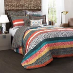 Boho Striped Reversible 7 Piece Comforter Bedding Set, King, Turquoise & Tangeri. Fixed Price $179.99.