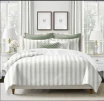 6IX Tailors Fine Linens Custom Made August Stripe Cotton Duvet Cover Set. Fixed Price $140.00.