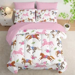 Hosima 7PCS Pink Rose Horse Princess Comforter Set Fullgirls Size Bedding. Fixed Price $133.93.