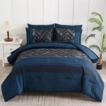 Navy Blue Comforter Set King Size, 7 Pieces Stripe Geometric Bed Bag, So.... Fixed Price $71.64.