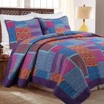New! Modern Chic Colorful Purple Blue Aqua Southwest Boho Bohemian Quilt Set. Fixed Price $156.32.