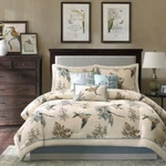Comforter Set Queen Blue Bird Pattern Cotton Pillow Shams 7 Piece Bedding Cover. Fixed Price $155.33.