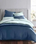 Oake Solid Reversible Cotton Tencel 3-PC. Comforter Set King Navy Blue. Fixed Price $114.99.