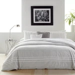 Dkny Silver/gray With White Chenille Stripes 3PC King Comforter Set W/shams New. Fixed Price $135.00.
