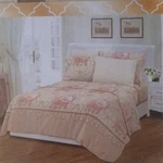 Quilted Floral Beige Pink Cream Queen Set With Pillow Shams For Bedroom. Fixed Price $52.49.