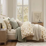 New Hi End Accents Andie Washed Linen Full Queen Comforter Mid-century Marigold. Fixed Price $250.00.