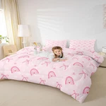 Manfei Pink Love Rainbow Comforter Set Full Sizeprincess Ribbon Bow-tie. Fixed Price $85.20.