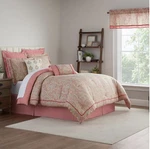 Waverly 7PC Grand Estate Rouge Comforter Set & Euro Shams Decor Pillow Queen Nib. Fixed Price $134.41.