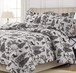Tribeca Living Mtoilduvetkicg Set, King, Deer Toile Charcoal Grey. Fixed Price $73.57.