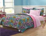Rainbow Pink Blue Leopard 7 Pc Comforter Sheet Set Full Queen Bed Bag Girls. Fixed Price $115.88.