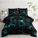 Nttopship Geometric Turquoise Black Queen Comforter Setlight Honeycomb Bedding. Fixed Price $124.28.