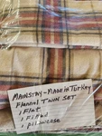 Mainstay Twin Flannel Bed Set, Tan And Red Plaid. Fixed Price $15.00.