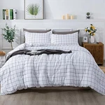 Comforter Set With Pillowcases Plaid Bedding Full White Grid 3-PC 79X90 Andency. Fixed Price $39.87.