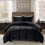Luxury 3PC Black Faux Fur Comforter And Decorative Pillow Shams Full - Queen. Fixed Price $118.99.