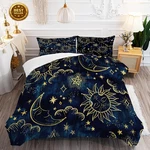 Celestial Comforter Set Queen Size Blue Gold Sun And Moon Boho Bedding Kids. Fixed Price $66.77.