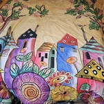 Anuschka Comforter & Pillowcase Set Queen Village House Print. Fixed Price $99.99.