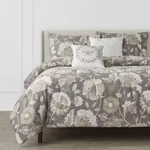 Larkspur 5-PIECE Stone Gray & Khaki Cotton King Comforter Set (msrp 199). Fixed Price $98.11.