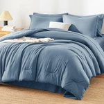 Himeet Queen Comforter Set 7 Piece Bed In Bag Grayish Blue Sheets. Fixed Price $89.99.