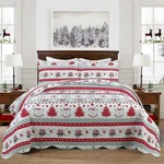 3-PIECE Christmas Quilt Bedspread Set Festive Bedding For Holiday Cheer C89. Fixed Price $45.99.