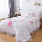 Tache Ruffle Floral Lace Satin White Pink Luxury Delicate Rose Comforter Set. Fixed Price $158.15.