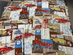 Race Car Curtain Set (3) Drapes Foreign Racing Grand Prix Formula 1 Fabric Vtg. Fixed Price $157.49.