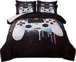 Gamer Bedding Sets Boys, Queen Size 3-PIECE Gaming Comforter Kids. Fixed Price $63.99.