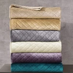 Hiend Accents Velvet Diamond 6 Piece Quilt Set With Pillow Shams, Gold Color. Fixed Price $140.00.