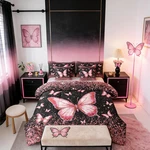 Feelyou Pink Butterfly 7 Piece Bedding Set Glitter Print Comforter Sheets. Fixed Price $80.94.